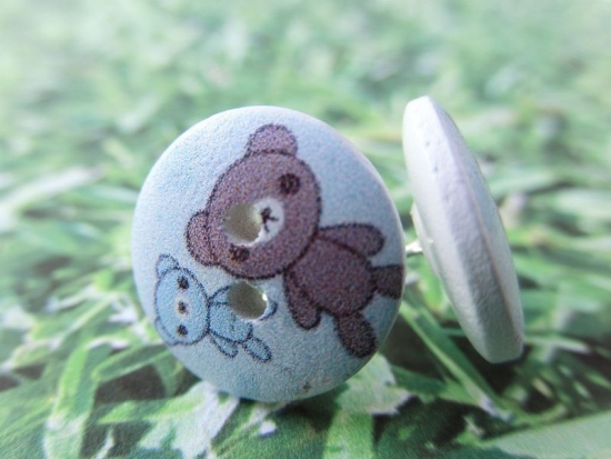 Preview: Holz Knopf Ohrstecker Teddy Bär